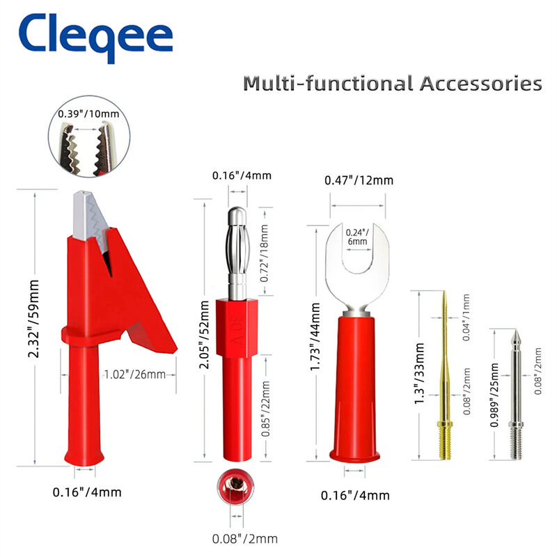 Cleqee-Multímetro Digital Agulhas Substituíveis, Test Leads Kits, fios para fio Dicas