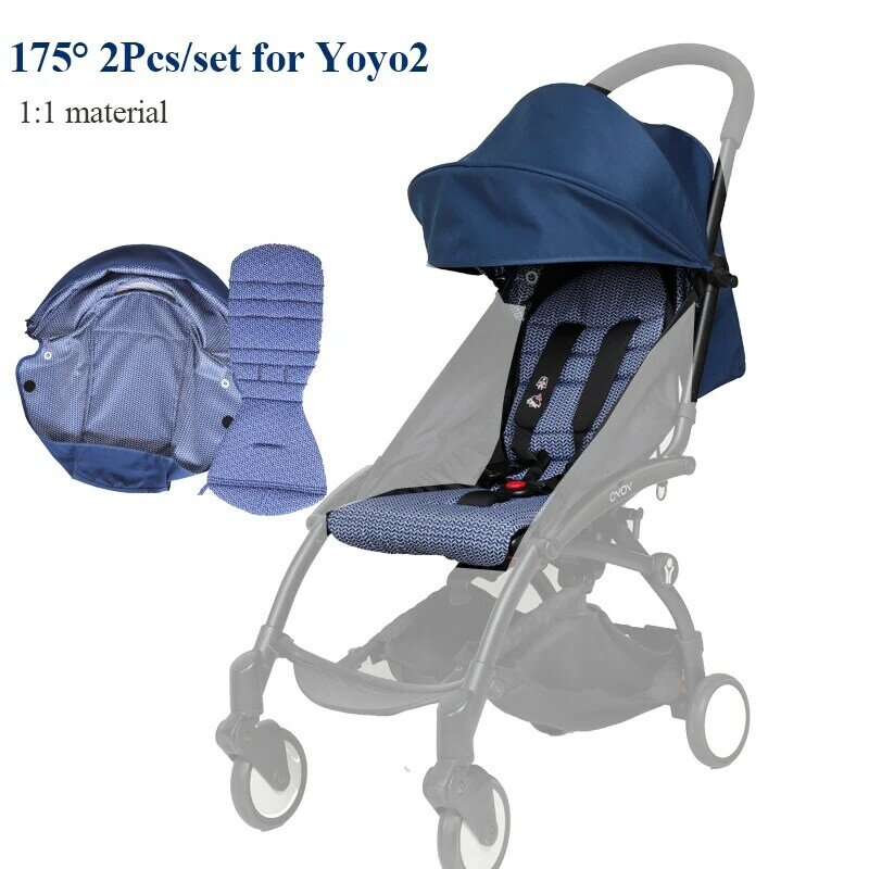 อุปกรณ์เสริมรถเข็นเด็กทารก175 ° ฮู้ด2ชิ้น/เซ็ต & ที่นอนสำหรับ YOYO2บังแดดและ bantal Kursi อุปกรณ์เสริม YOYO yoya 1:1