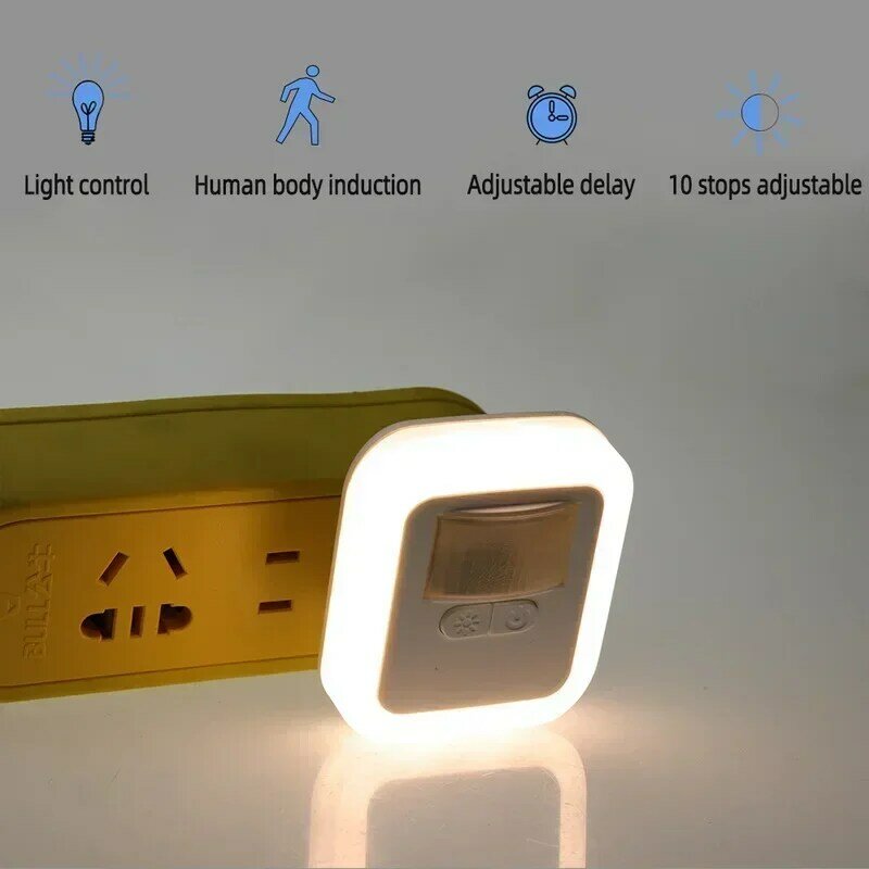 Luz Nocturna inteligente Led con Sensor de sonido de movimiento, luz nocturna con ajuste de brillo, lámpara de dormitorio, lámparas decorativas de escalera