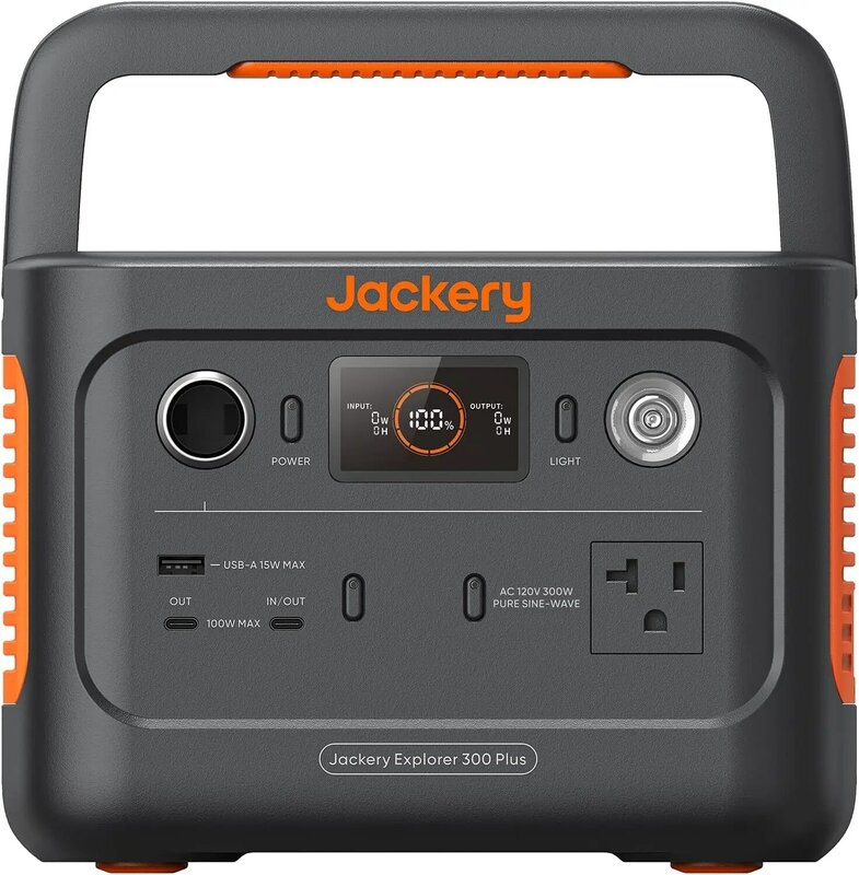 Jackery Solar Generator 300 Plus Portable Power Station with 40W Book-sized Solar Panel, 288Wh Backup LiFePO4 Battery Only 5KG