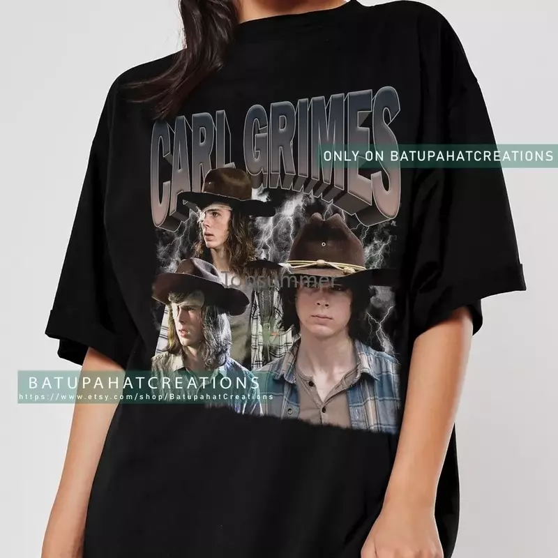 Carl Grimes koszula chodząca trupa serial telewizyjny modna koszulka z lat 90. Vintage bluza Vintage Bpc47