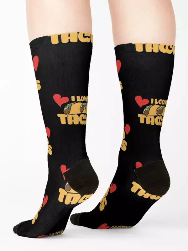 I love tacos calcetines de fútbol de verano para hombres y mujeres, medias de Navidad