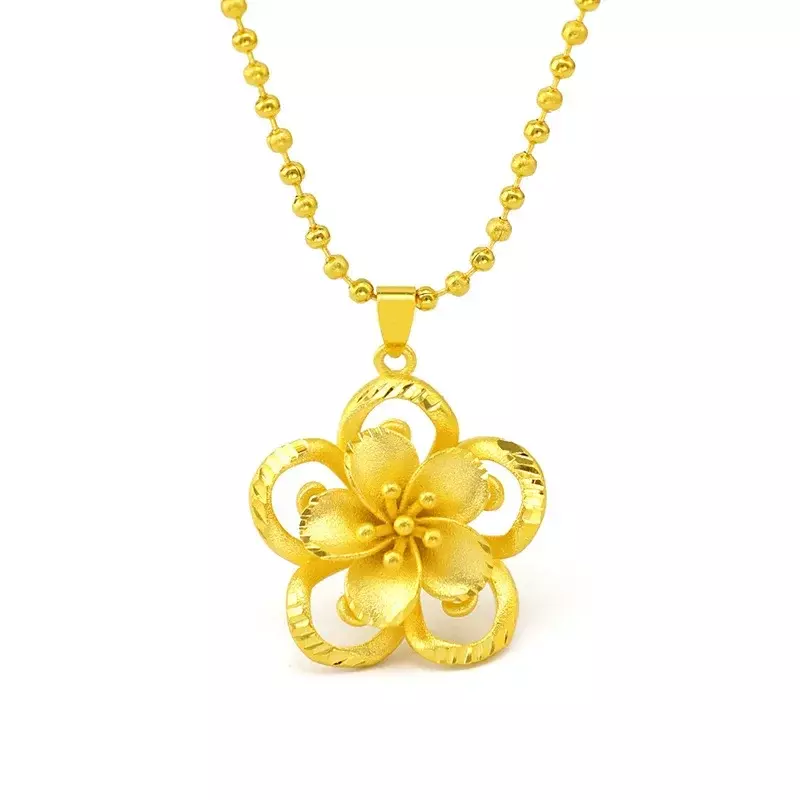 999 Pure Sunflower Pendant Sun Flower 3D Hard Gold 18K Gold AU750 Necklace Female Fine Christmas Gift Real Gold Jewelry