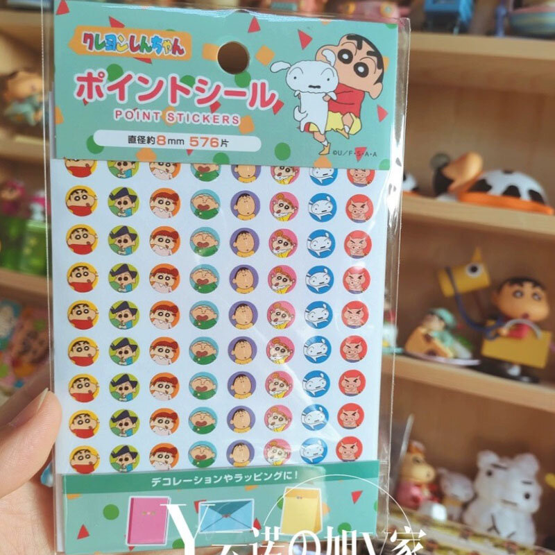Pegatinas Kawaii de crayón Shin Chan, Material adhesivo de puntos, dibujos animados, Anime, regalos de cumpleaños, juguetes, regalos para novia, novedad de 2024