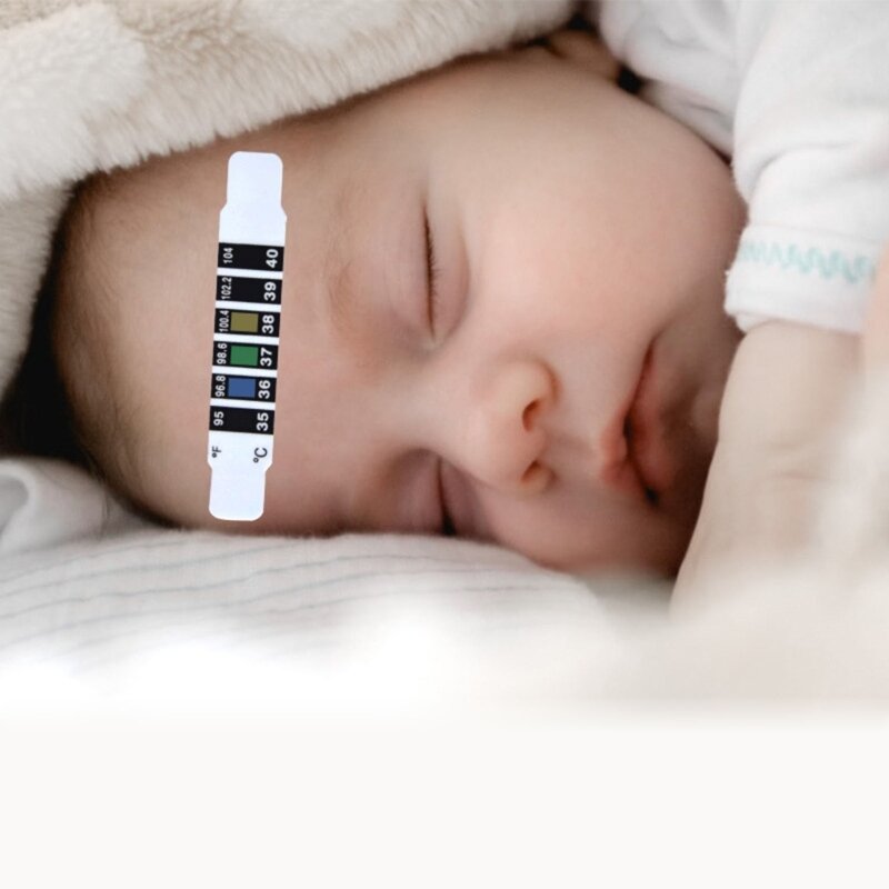 Tiras de termómetro para la frente de 10 piezas, Monitor de fiebre y temperatura de bebés, niños y adultos, termómetro de rápida