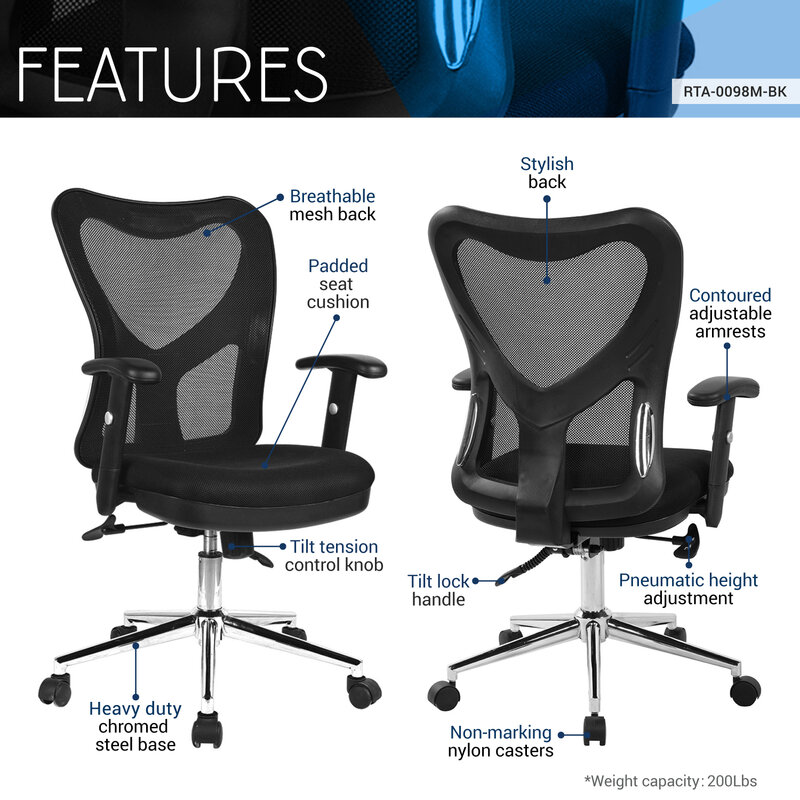 Krzesło biurowe Black Techni Mobili z wysokim oparciem i chromowaną podstawą zapewniające wygodne i stylowe środowisko pracy.Stylowo Modern