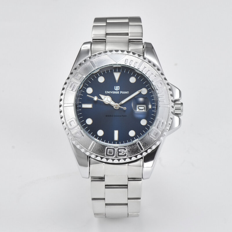 Quartz Watch com mostrador em aço inoxidável para homens Relógios de pulso casuais Luxo Bracele Watch