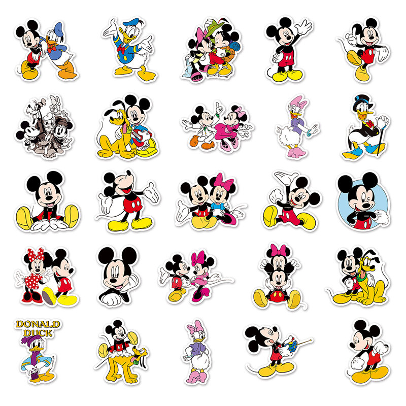 Pegatinas de dibujos animados de Disney para niños, adhesivos de Mickey Mouse, 10/30/50 piezas, para álbum de recortes, portátil, teléfono, equipaje, calcomanías de grafiti de Anime