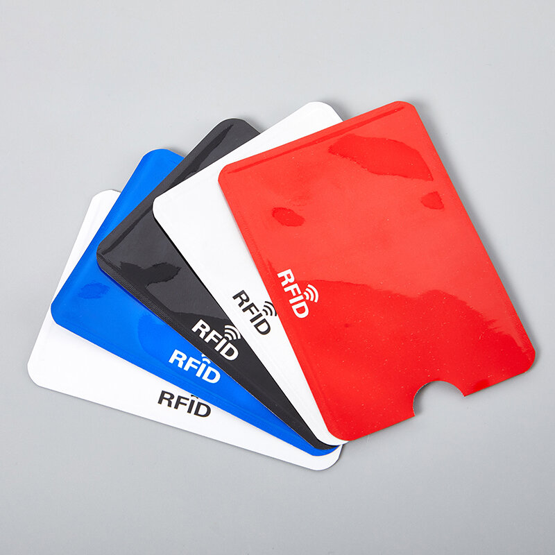 10 قطعة حامل بطاقة البنك مكافحة تتفاعل المعادن NFC حجب قارئ قفل ID حافظة للبطاقات الائتمان الرجال النساء ليزر الألومنيوم بطاقة حماية