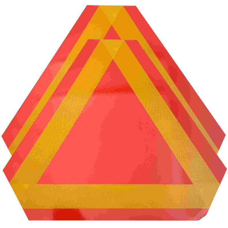 2 Pcs Triangular Reflector Slow Moving Vehicle Triangle Sign Emblems Car Safety Signs Warning Aluminum