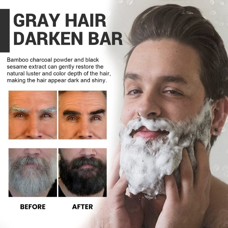 Crema hidratante para cabello gris y blanco, cobertura cabello gris, barra comprimida para oscurecer cabello C1FF