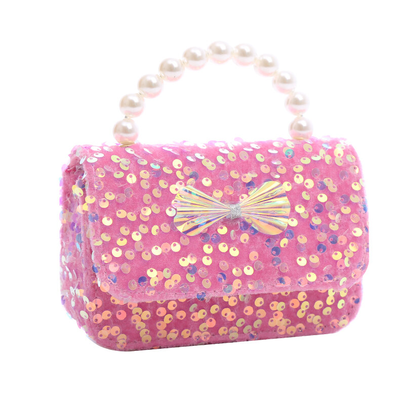 Tas selempang payet anak perempuan, tas dompet koin simpul kupu-kupu payet lucu untuk anak bayi