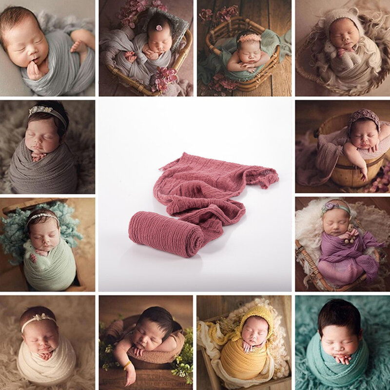 Aksesori alat peraga fotografi bayi baru lahir, bungkus peregangan 40*180cm bayi laki-laki perempuan lembut elastis selimut pembungkus multiwarna