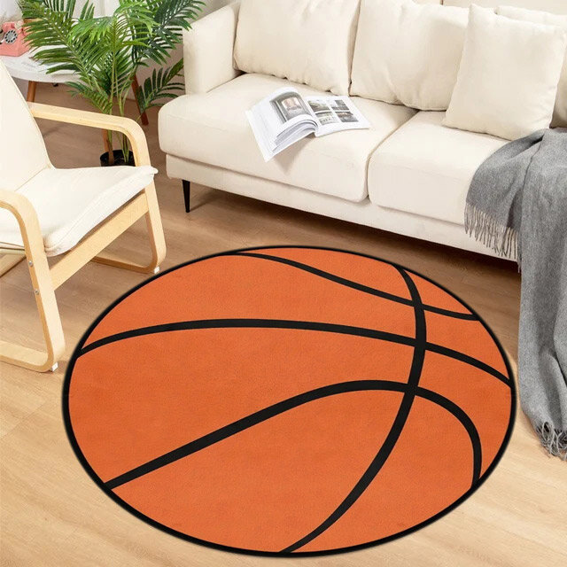 Soccer Basketball Round Floor Mat, Modern Simple Creative Sports Living Room Bedroom Bedside Carpet Decorative Rugs