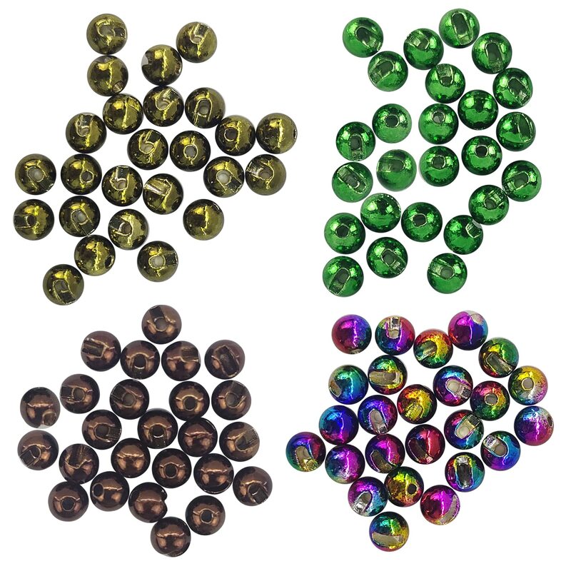 Aventik 25pc 2.5-4.5mm Fly Tying Head Slotted Tungsten Beads Fly Tying Material Nymph Head Ball Fishing Accessory