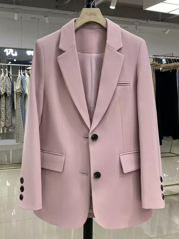 Blazer à fouet décontracté pour femme, vestes roses, manteau pour femme, version coréenne, petit adt, design imbibé