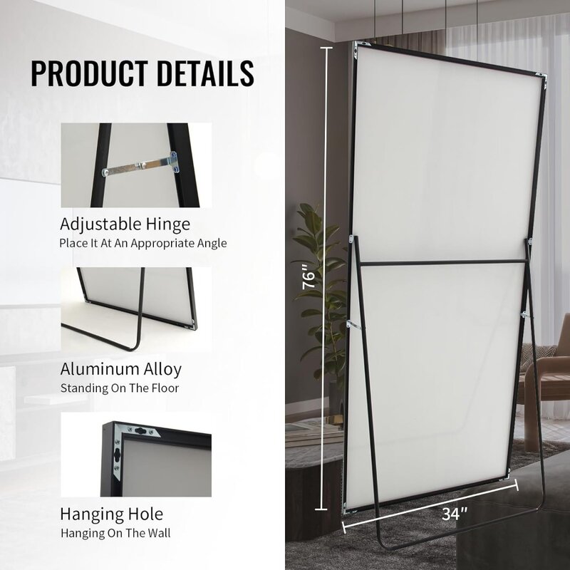 Floor Mirror, Full Length Mirror with Lights, Body  Stand Up  Wall Mounted Hanging , Bedroom Full Size Floor Mirrors