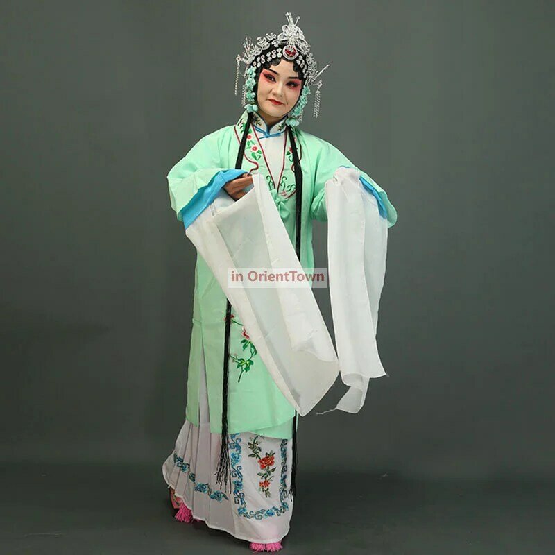 Fato de bailarina floral para mulheres, drama de ópera de Pequim, bailarina do palco, roupas chinesas Yue e Huangmei, antigas e ricas, roupas femininas
