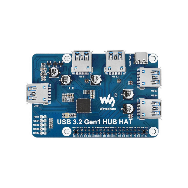 หมวกฮับ Gen1 USB 3.2สำหรับ3B 4B ราสเบอร์รี่ Pi + 3B 2B ศูนย์ W W W กับ4X พอร์ต USB 3.2พอร์ต Gen1ที่ไม่มีคนขับเสียบ & ใช้งาน