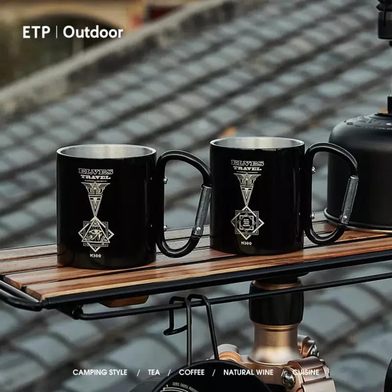 ETP wizard-taza portátil de acero inoxidable 304 para exteriores, taza de café de doble aislamiento para montañismo y buceo, ligera para acampar