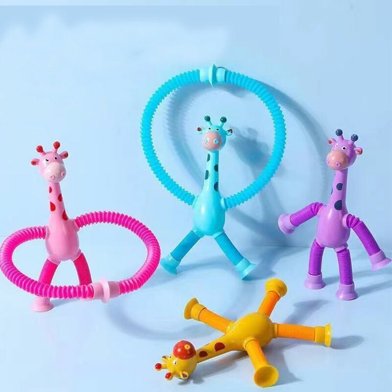 4x Suction Cup Base Educational Suction Cup Giraffe Toy Gifts Telescopic Suction Cup Giraffe Toy