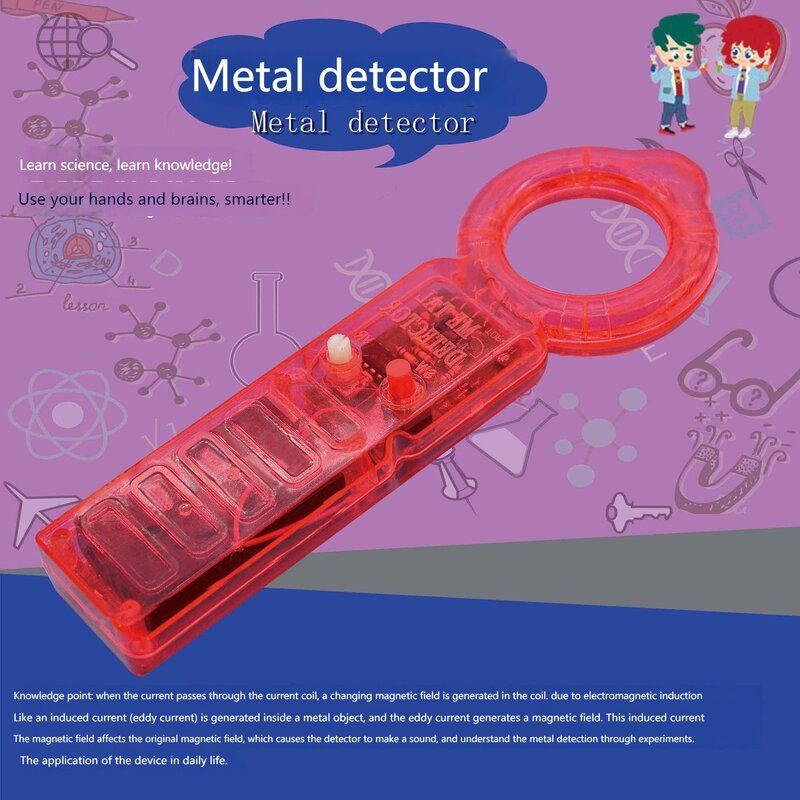 Detector de metales para caza de tesoros al aire libre, juguete de experimento científico para niños, ayuda para la enseñanza DIY para estudiantes de escuela primaria