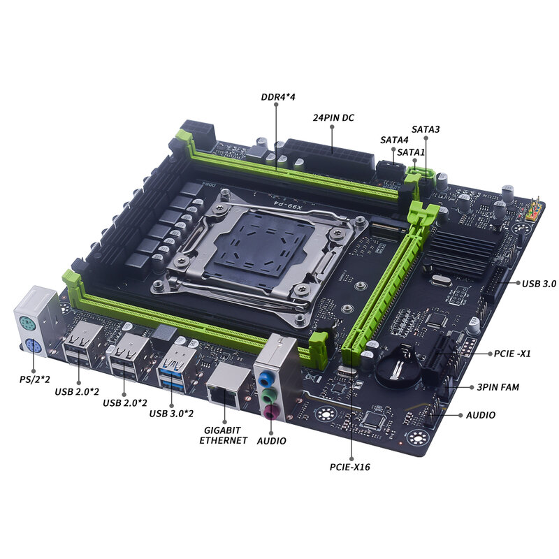 طقم لوحة أم مع معالج وحدة معالجة مركزية Intel Xeon E5 V3 ، 16 جيجابايت ، 2 × 8 جيجابايت ، ذاكرة رام MHz ، LGA ، X99 P4
