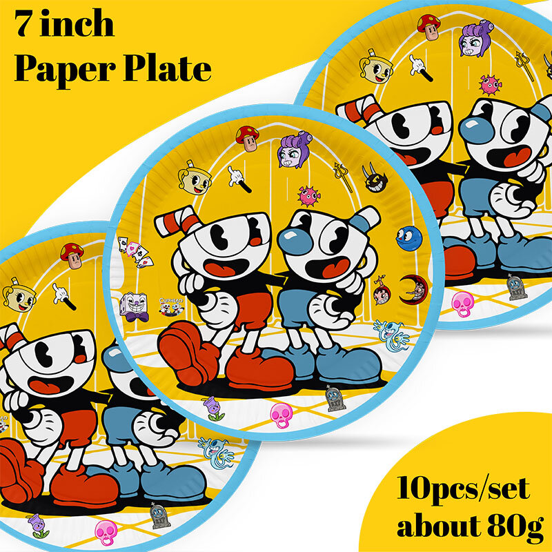 Adventure Games Cuphead Birthday theme favor party supplies Party Set Paper Cup Plate Straw Gift Bag Banner Flag Baby Shower