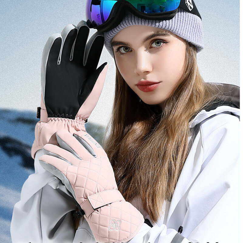 Guantes Térmicos de esquí para mujer, manoplas de invierno para Snowboard, mantienen el calor, resistentes al agua y al viento, terciopelo, ciclismo, bicicleta