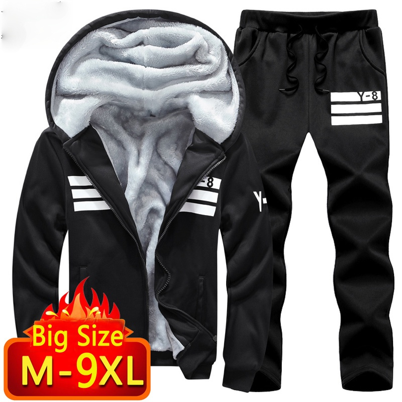 Big Size 7XL 8XL 9XL Brand Men set autunno inverno Sporting Suit felpa + pantaloni della tuta abbigliamento uomo 2 pezzi set tuta