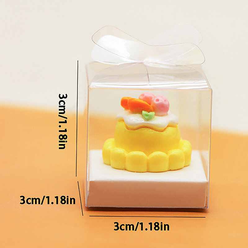 2Pcs Dollhouse Mini Clear Cake Box Simulation Dessert Empty Packaging Box Dolls House Accessories Pretend Play Toys