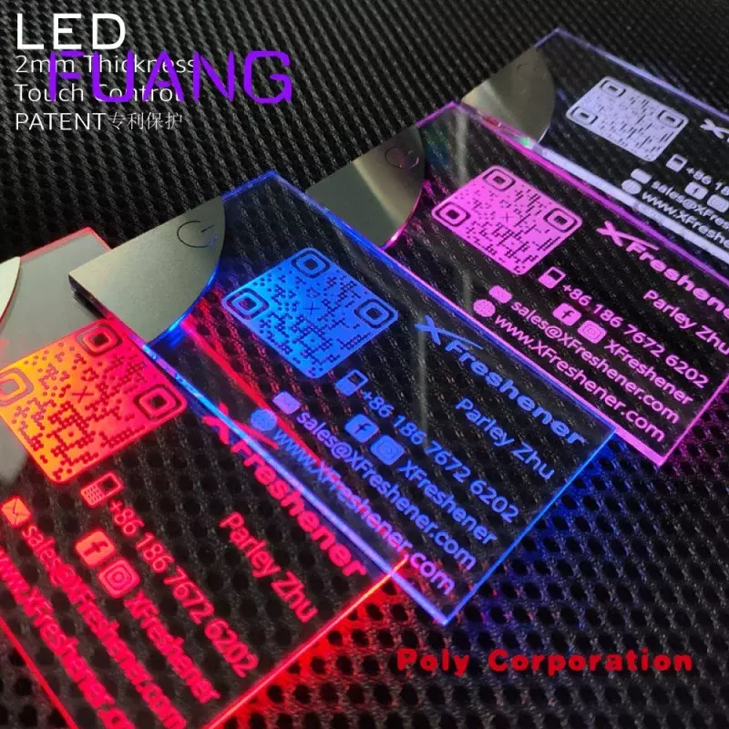 Tarjetas de visita LED personalizadas, tarjetas de diseño de lujo, luz brillante holográfica personalizada, NFC, 7 invitaciones luminosas únicas