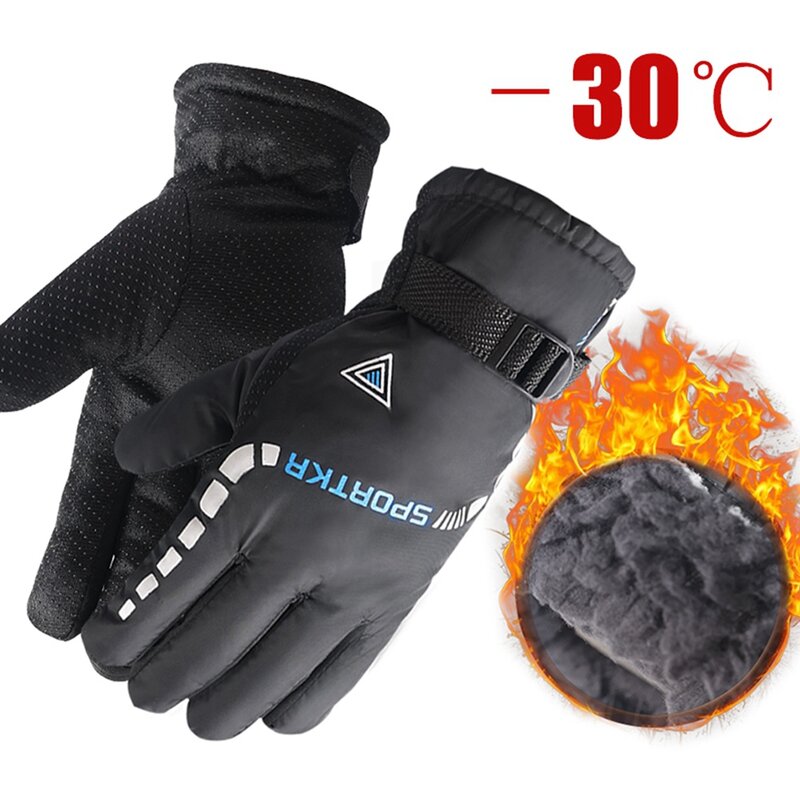 Waterproof Winter Warm Ski Cycling Motocycle Gloves Antislip Thickness Thermal Sports Camping Gloves for Men Women Travel Gloves