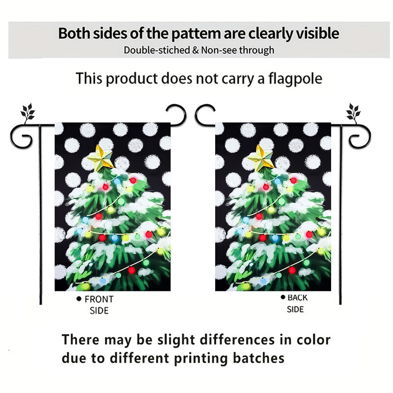 1pc Christmas tree candle cat pattern flag, Christmas double-sided printed garden flag, farm yard decoration, excluding flagpole