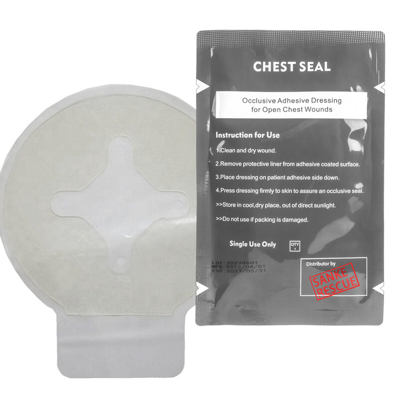 Sanke Chest Seal Quick Useful  Wound Emergency Dressing Bandage First Aid Kit Accessories with Vent  Trauma Kit IFAK Supplies