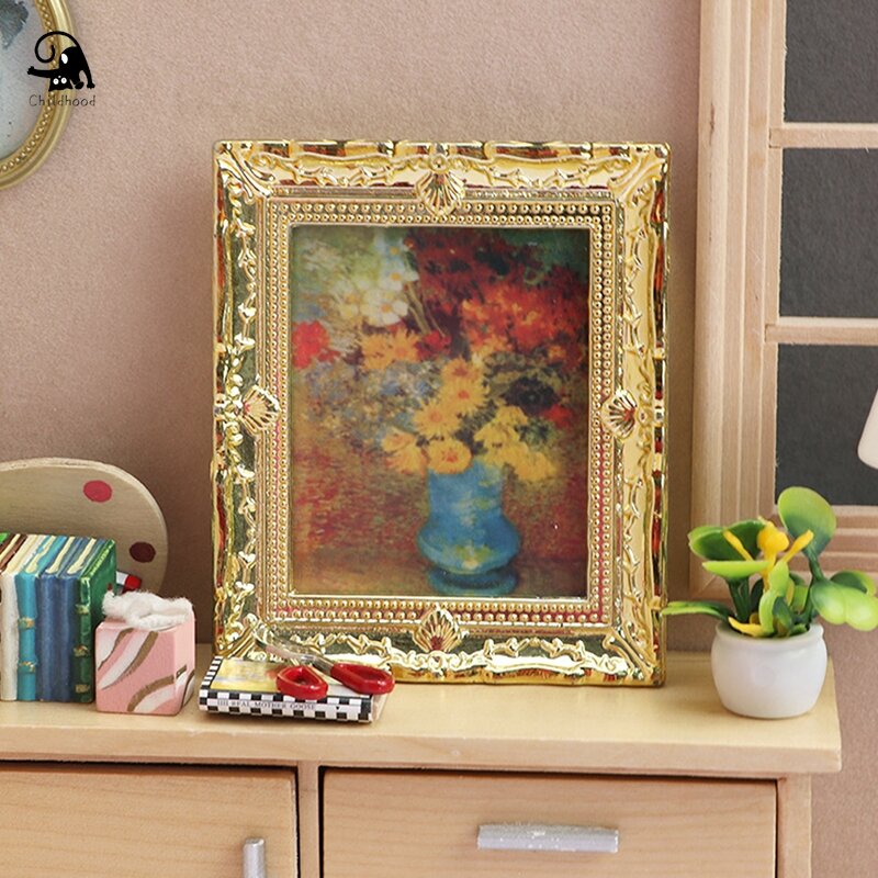 1:12 Dollhouse Miniature Photos Painting Mural Wall Picture Dollhouse Accessories Decoration Kids Toys Gift