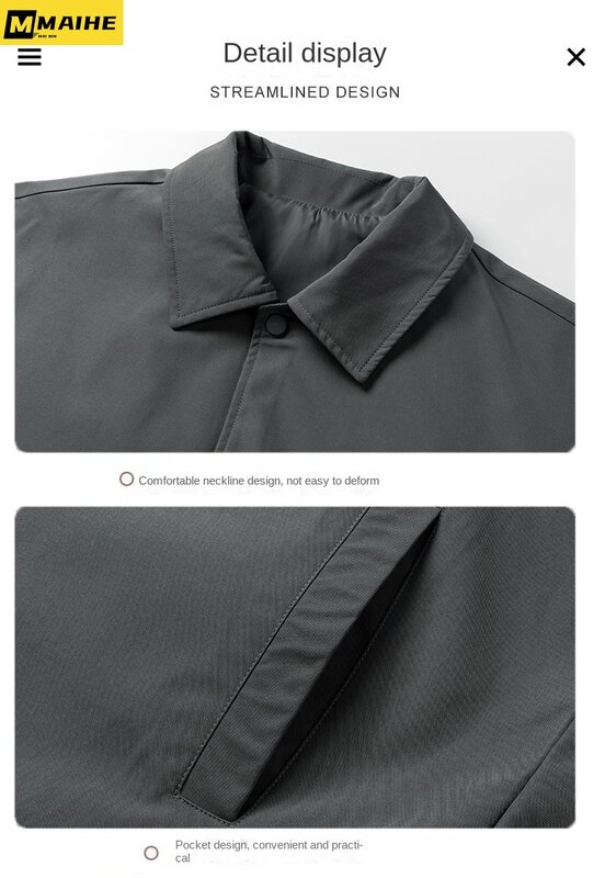 Abrigo vintage a la moda para hombre, chaqueta cargo con solapa, ropa de calle de gran tamaño Harajuku, camisa fina a prueba de viento, novedad de otoño, 2023