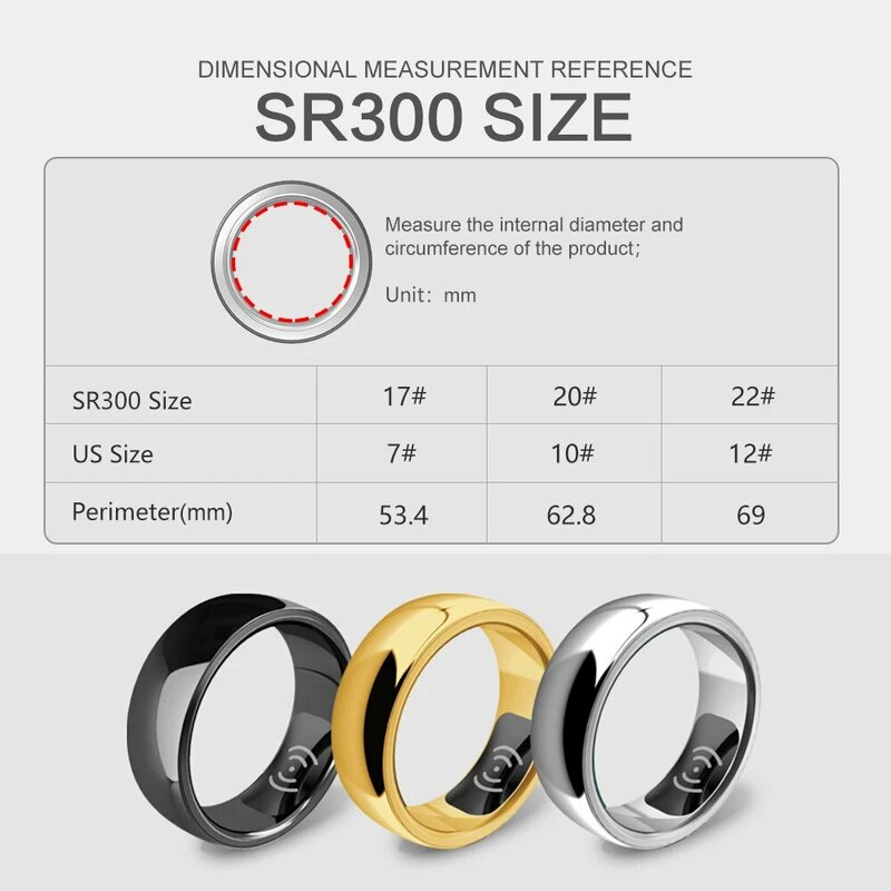 SR300 cincin pintar pelacak kebugaran multibahasa, cincin pintar denyut jantung tekanan darah oksigen suhu tidur kalori Kesehatan