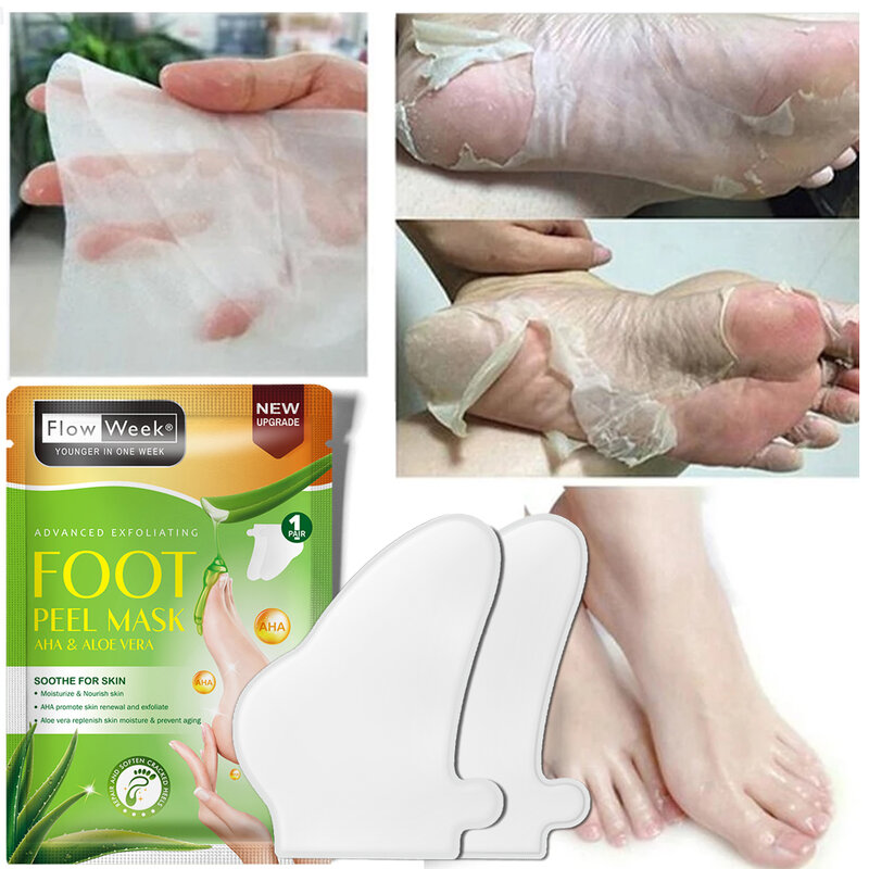 Flowweek Aloe Vera Peeling Fuß maske Fuß Peeling Maske Peeling abgestorbene Haut entfernen Schwielen verhindern rissige Fersen