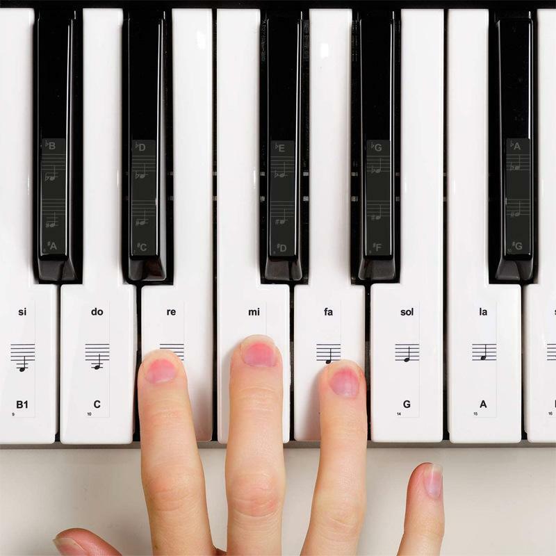 Etiqueta do teclado do piano, folha do pessoal, notação da entrada da música, filme do botão do piano, chave branca, chave preta, 22x8x2, 88-chave 61-54-chave