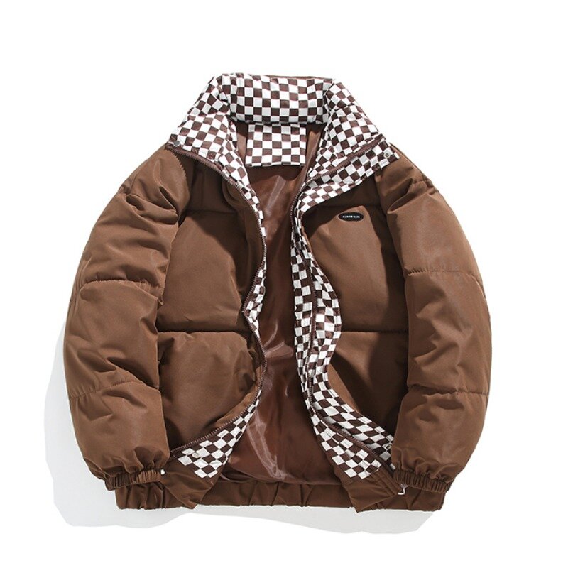 남녀공용 다운 코튼 재킷, 두껍고 따뜻한 퍼퍼 파카, 루즈핏 지퍼 코트, 겨울 신상