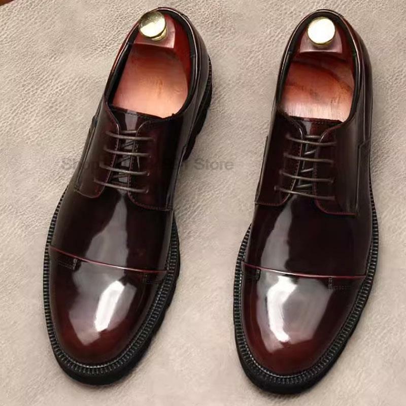 Sapato Oxford de couro genuíno masculino, brogue, casamento, festa, escritório, formal, feito à mão, com renda, vestido, alta qualidade