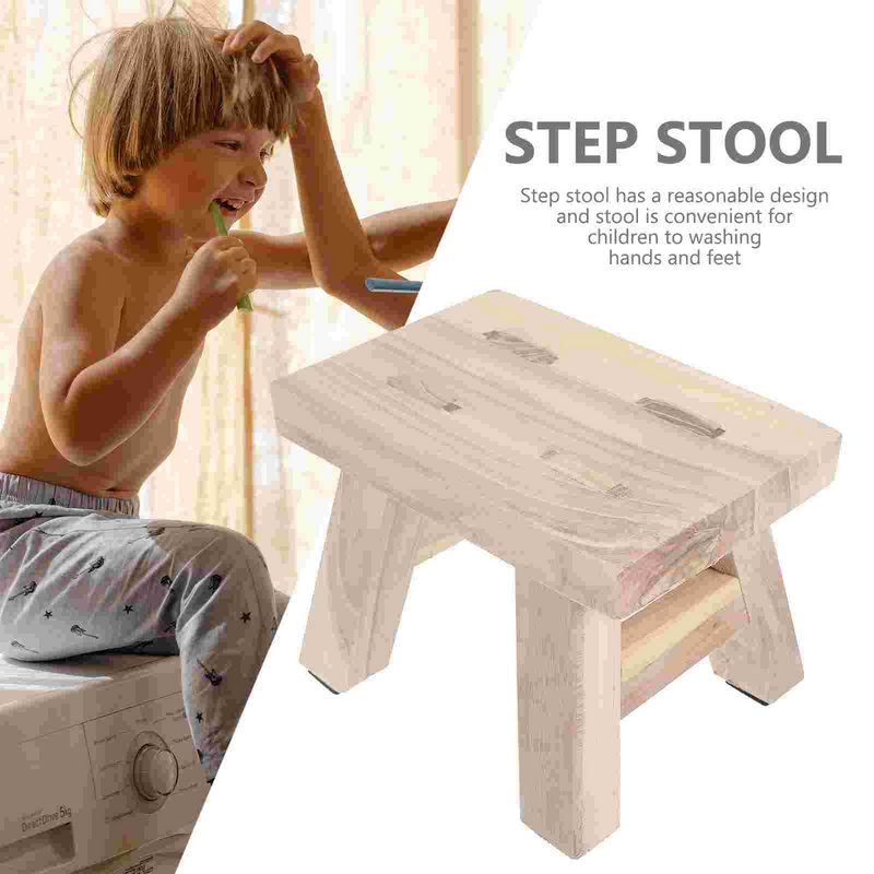Banco de madera maciza para niños, taburetes para sentarse, Mini Silla de pie pequeño de madera