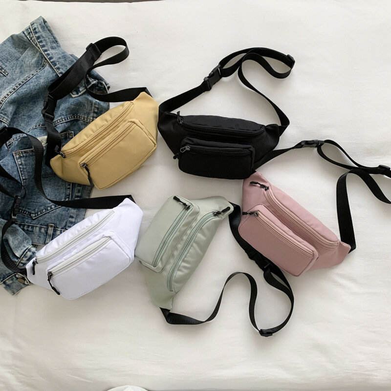 Moda Mulheres Fanny Pack Double Zipper Homens Multifuncional Peito Bag Nylon Lazer Viagem Outdoor Sports Crossbody Phone Bag