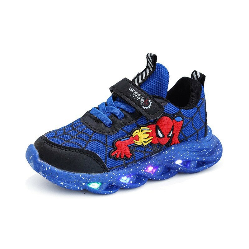 Zapatillas deportivas de Spider-man para niños, zapatos informales con luces Led para Primavera, novedad de 2023