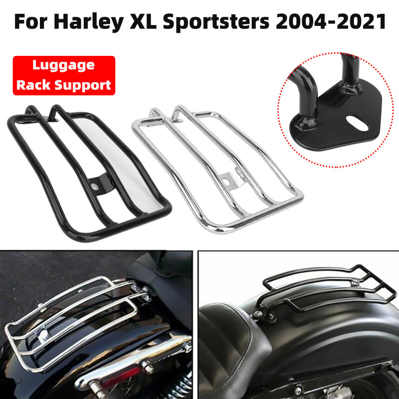 Motocicleta preto cromo aço traseiro Fender Solo Cremalheira de bagagem assento, prateleira de suporte para Harley XL Sportsters 2004-2021, XL1200 883