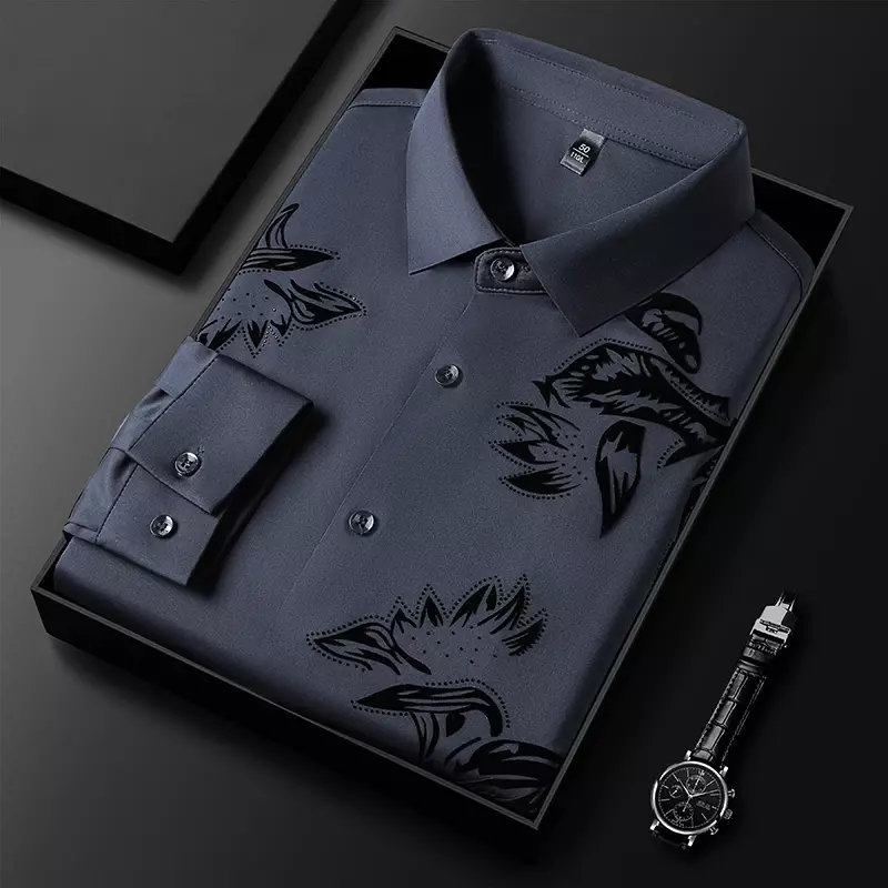 Camisa polo bordada para homens, confortável e elegante, high-end, novo