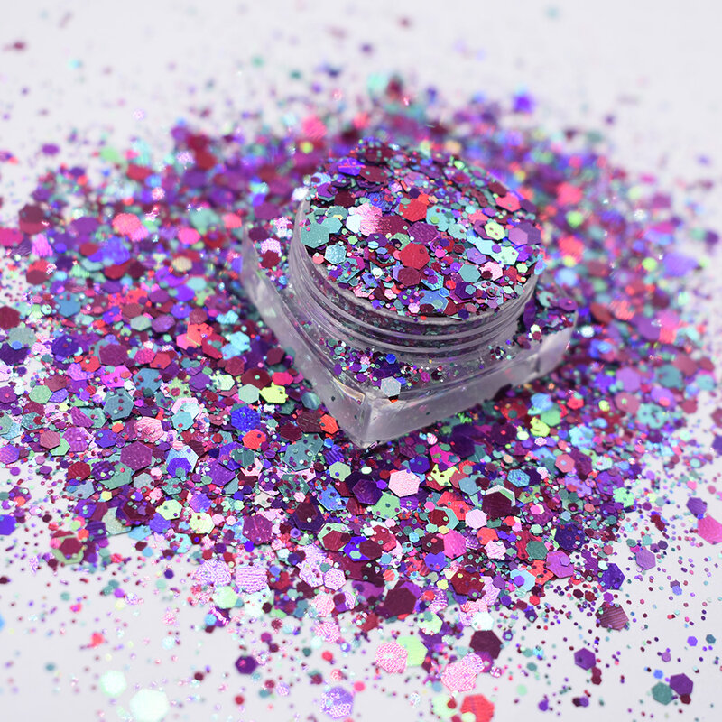 10 g/worek nowy mieszane Chunky Glitter opalizujący płatki kromka sześciokąt świecący Manicure zdobienie paznokci dekoracje akcesoria akcesoria