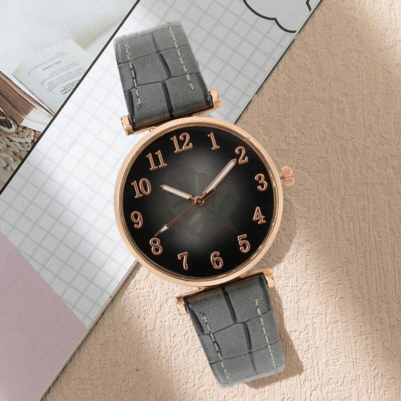 Jam tangan kuarsa wanita, arloji bergaya untuk pelajar dengan tali kulit imitasi yang dapat disesuaikan untuk akurasi tinggi dan memeriksa waktu untuk kencan
