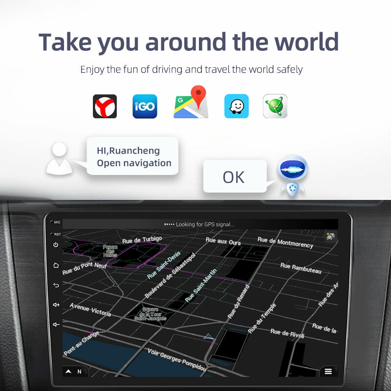 Ruancheng 2Din รถ Android วิทยุเครื่องเล่นมัลติมีเดีย7/9/10 "นิ้วนำทาง GPS สำหรับ Toyota Volkswagen Hyundai Nissan Kia renault